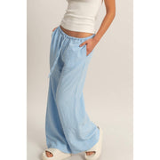 Gingham Drawstring Wide-Leg Pants