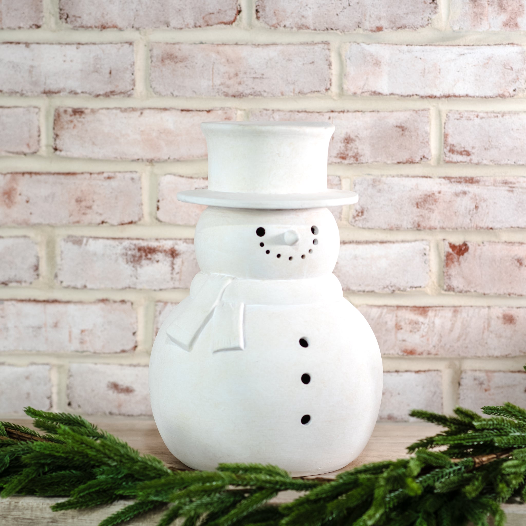 12.6” White Terracotta Snowman