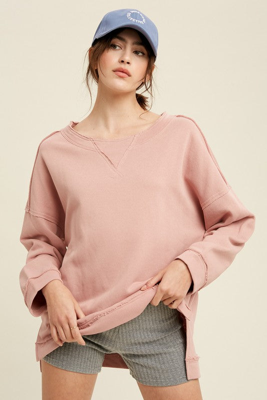Blush French Terry Oversized Top