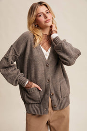 Textured Knit Button-Up Cardigan