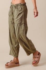 Olive Mid-Rise Wide Leg Pant