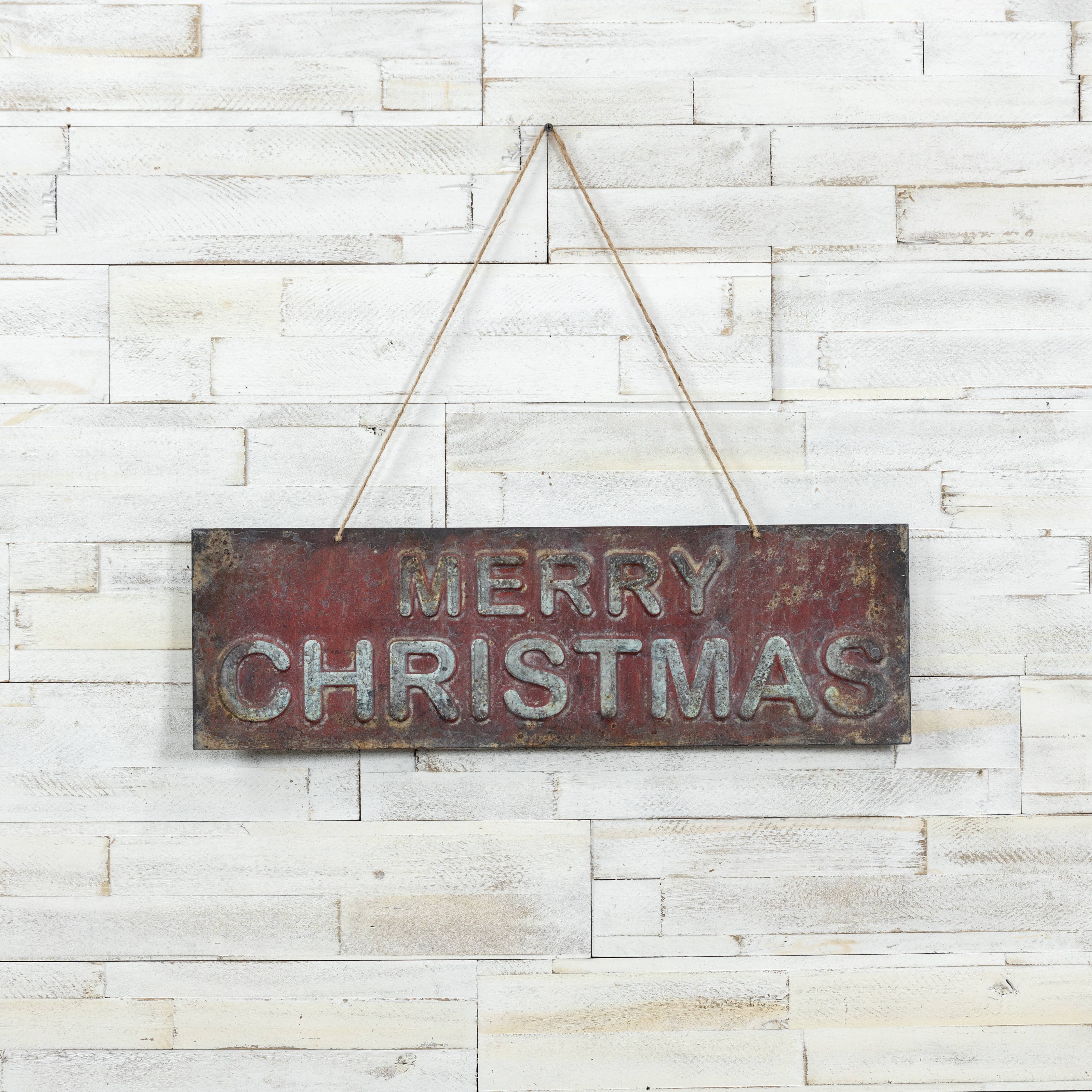 AGED RED MERRY CHRISTMAS SIGN