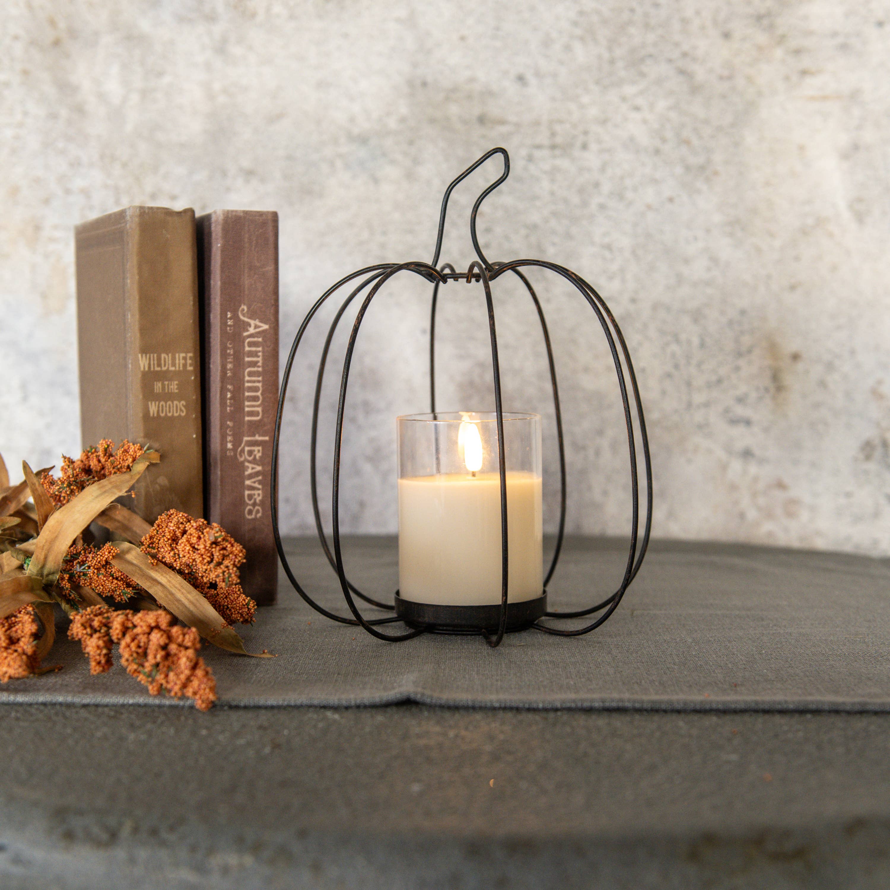 9.75" Metal Pumpkin Candle Holder