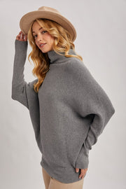 Dark Gray Slouch Neck Dolman Pullover