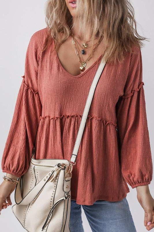 Mineral Red Frilled Blouse