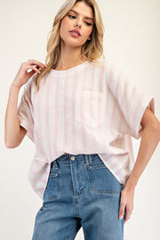 Vacay Pink Striped Top
