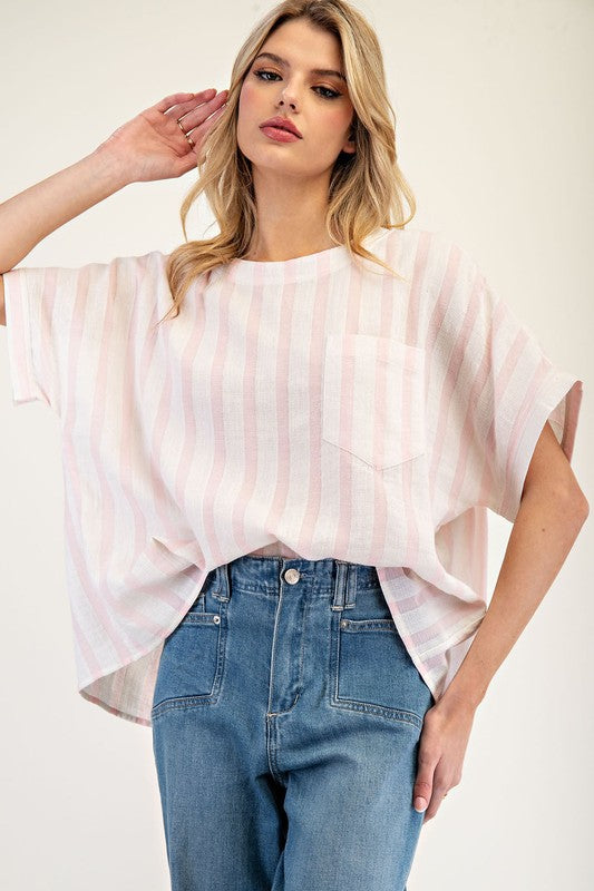 Vacay Pink Striped Top