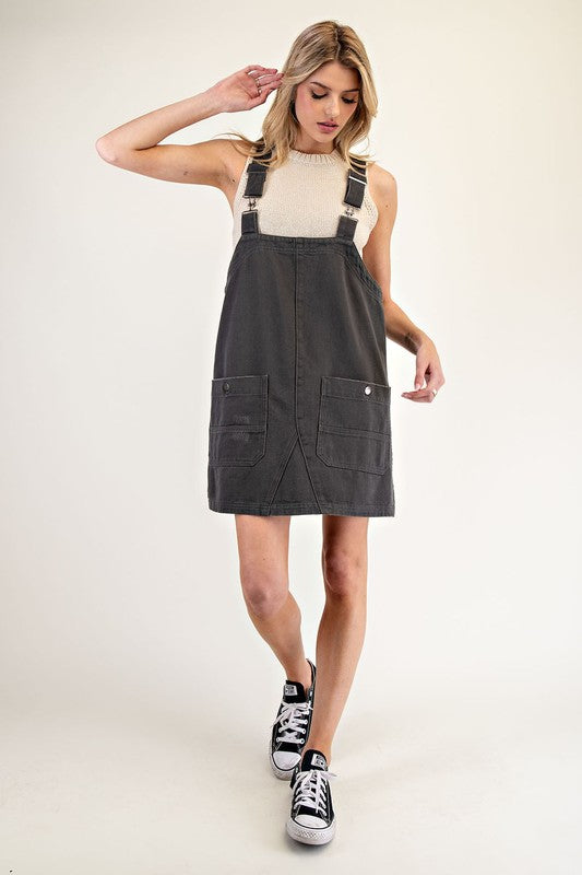 Ash Mineral Wash Overall Dress