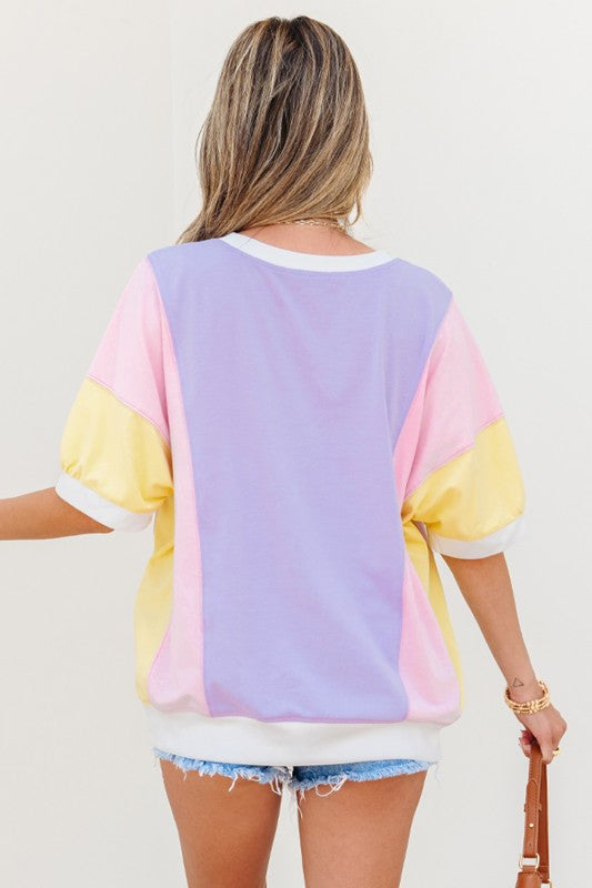 Color Block Purple Oversized Top