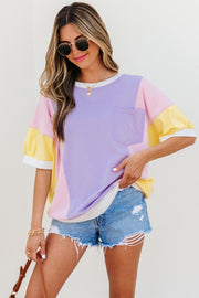 Color Block Purple Oversized Top