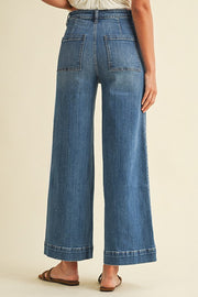 High Rise Pin Tuck Wide Leg Jean