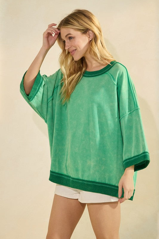 Green Oversized Terry Top