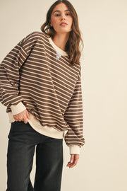 Stripe French Terry Sweatshirt Top