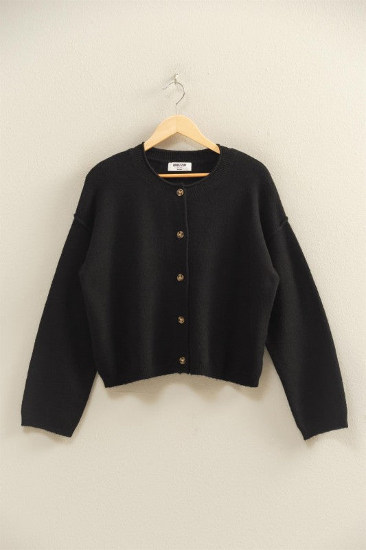 Black Roll Neck Cardigan