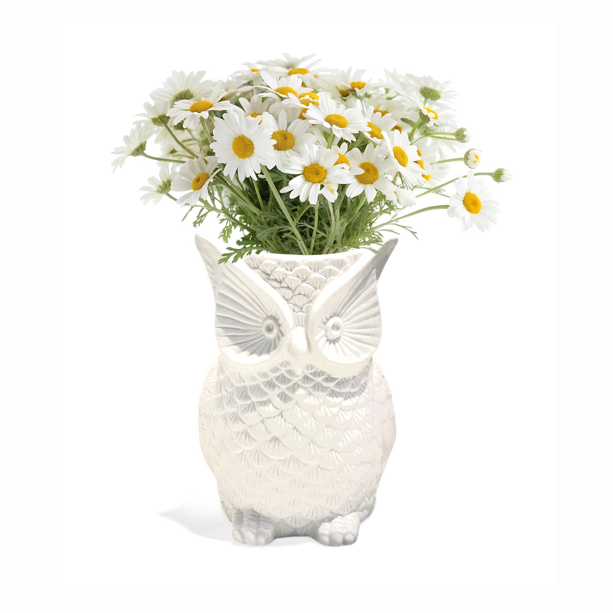 Small White Ceramic Owl Utensil Crock