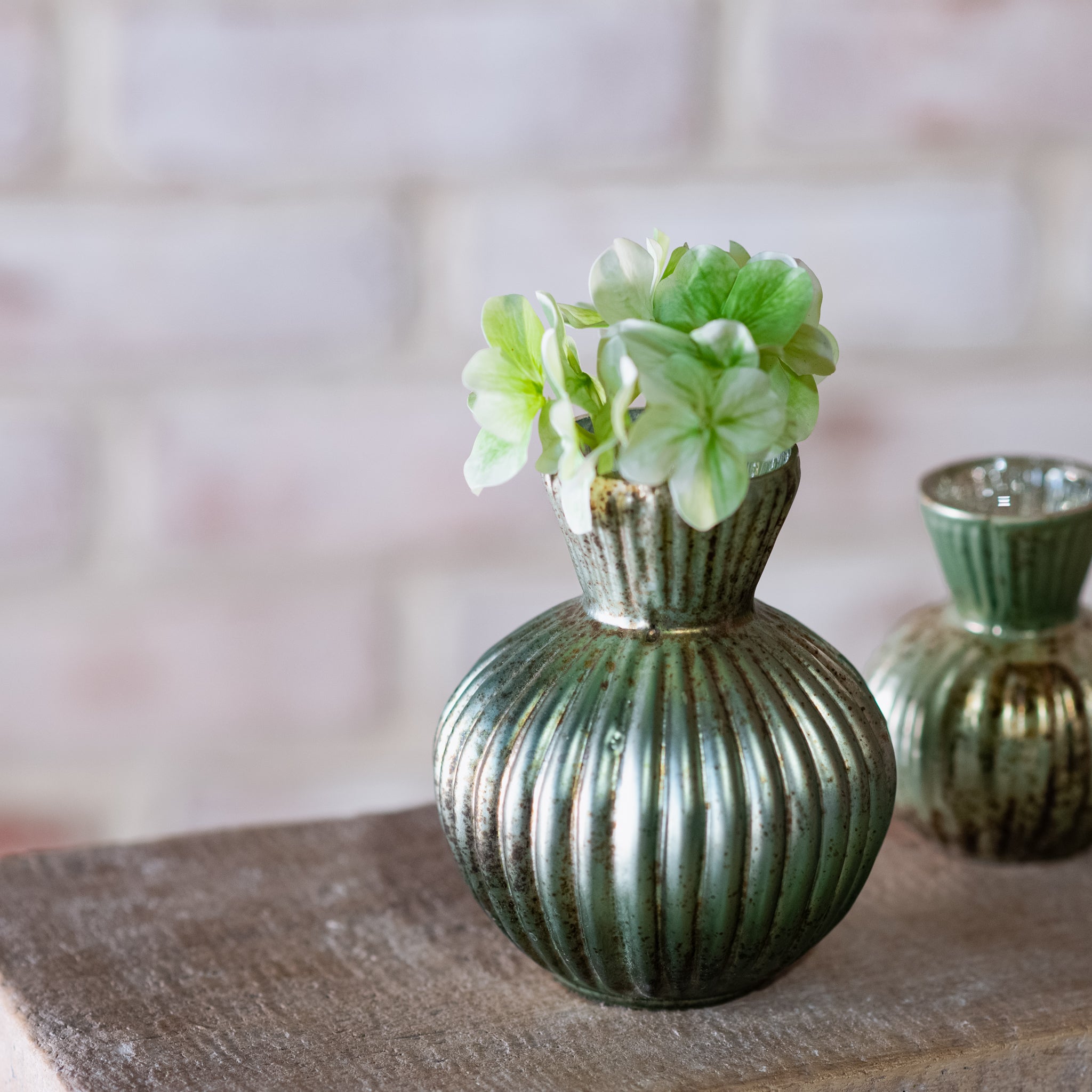 4” Verdigris Glass Vase