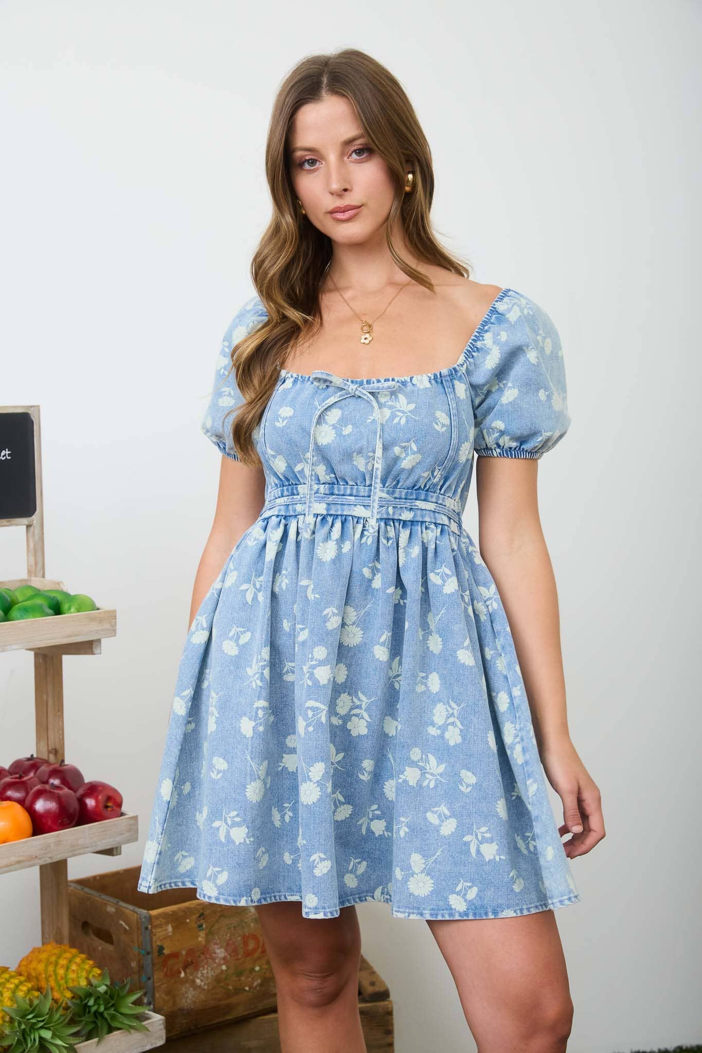Floral Denim Mini Dress