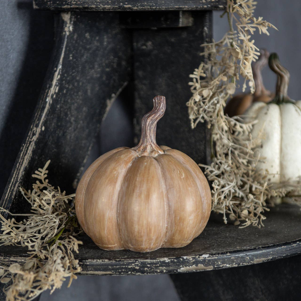 6" Tan Resin Pumpkin