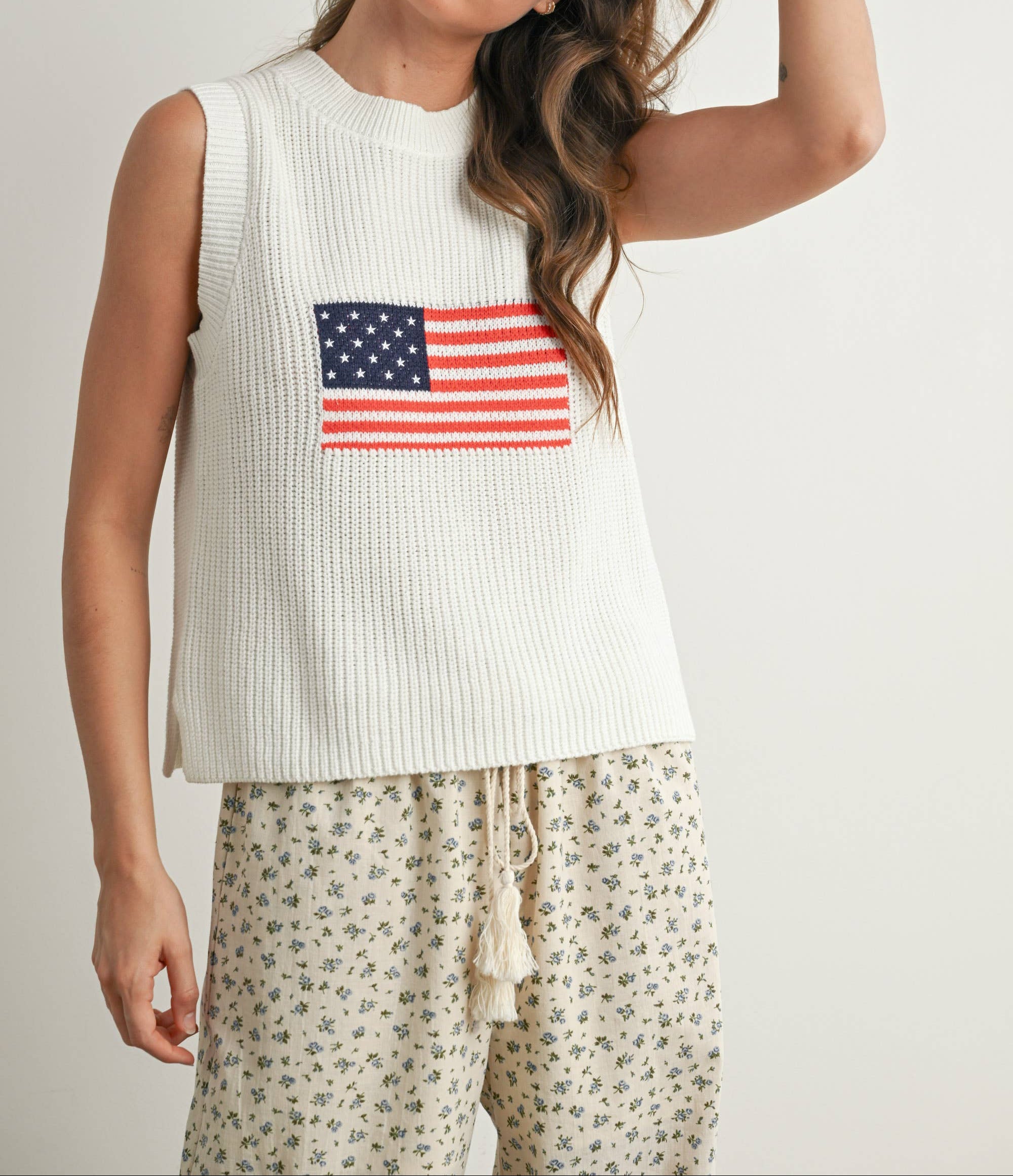 Flag Knitted Sleeveless Sweater