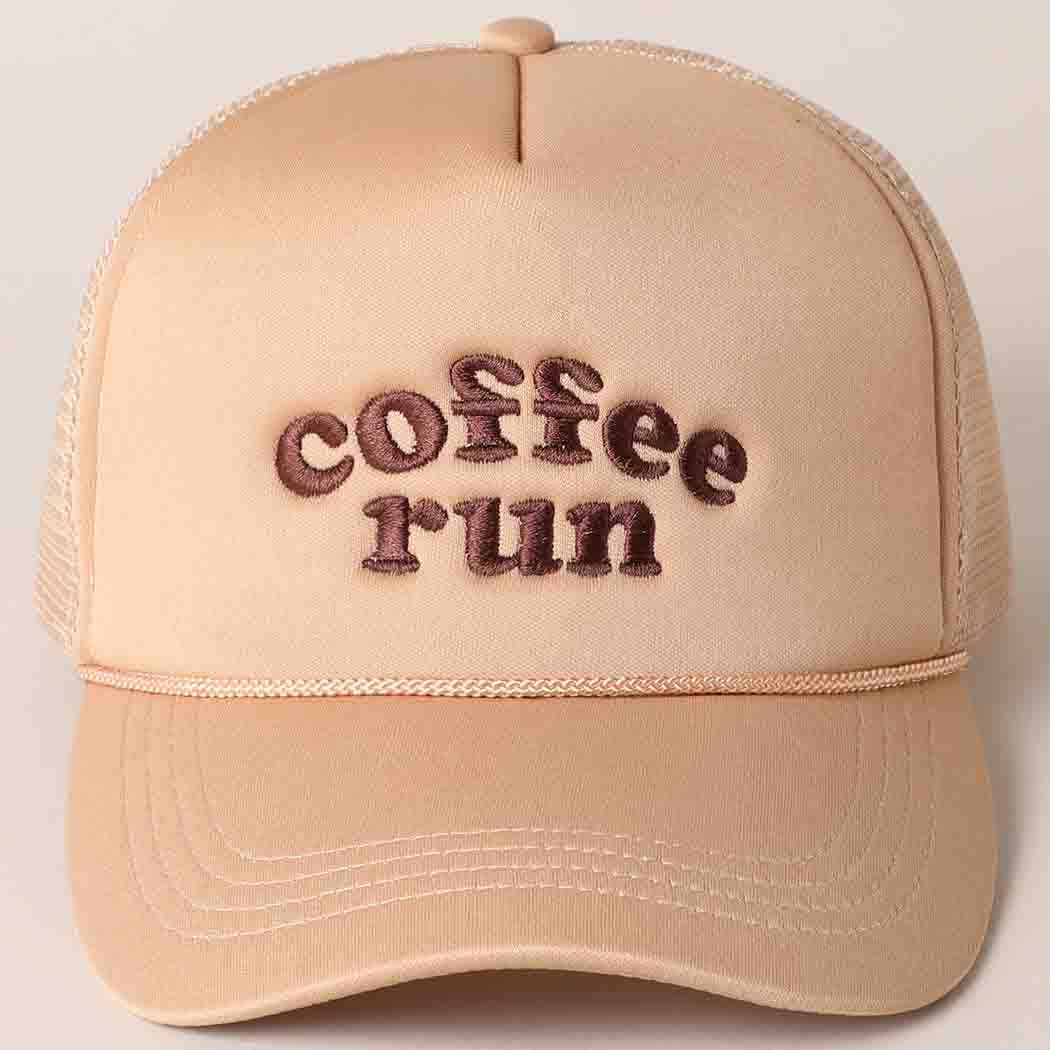 'Coffee Run' Embroidered Trucker Cap