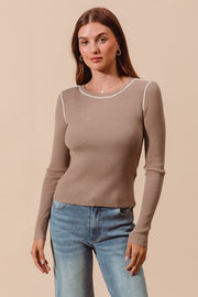 Outlined Ribbed Sweater Top