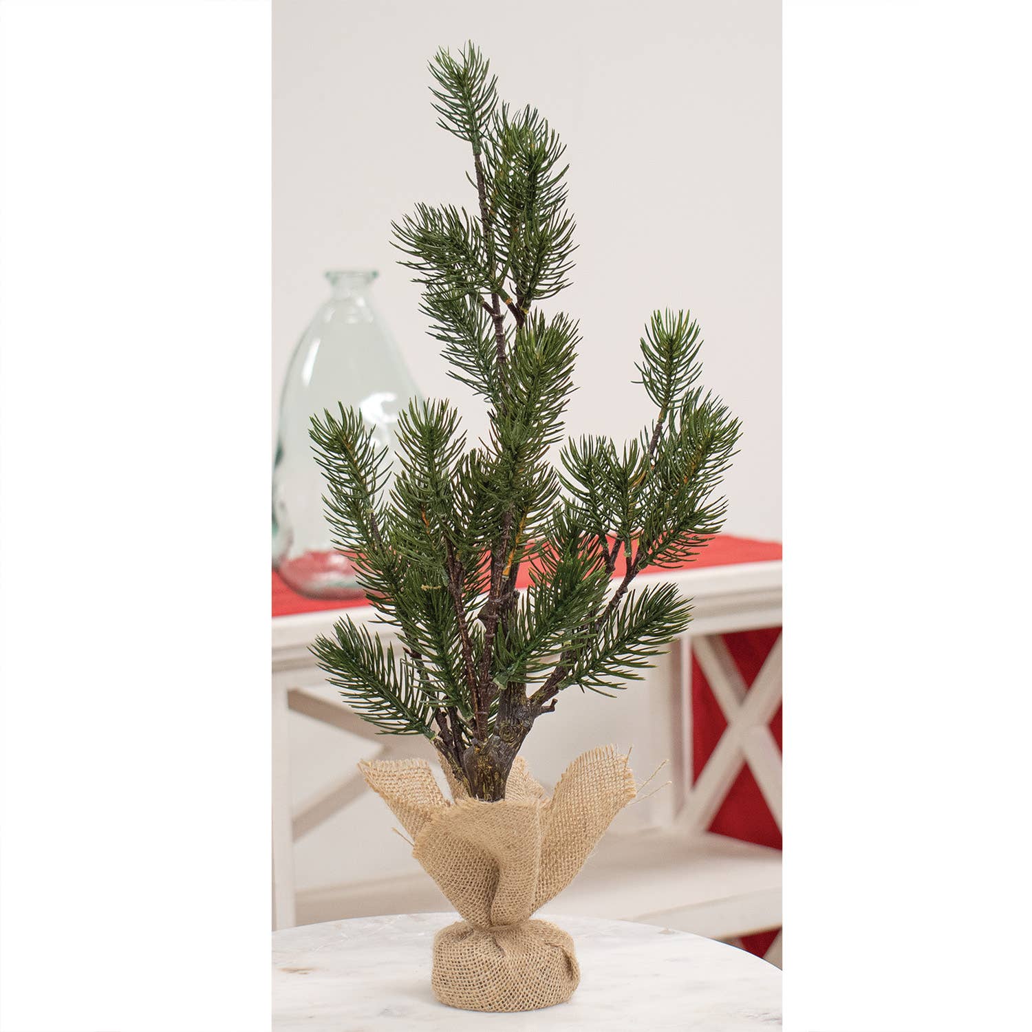 Table Spruce Tree w/Burlap Base, 19"