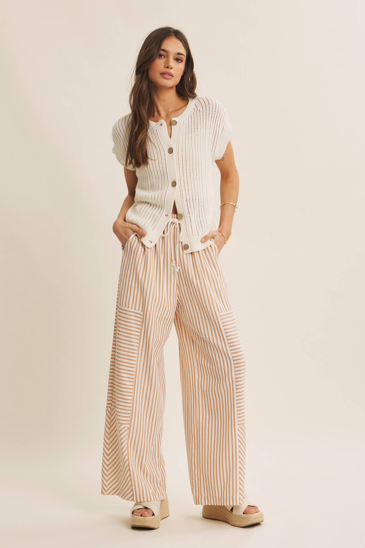 Natural Knit Button-Down Vest