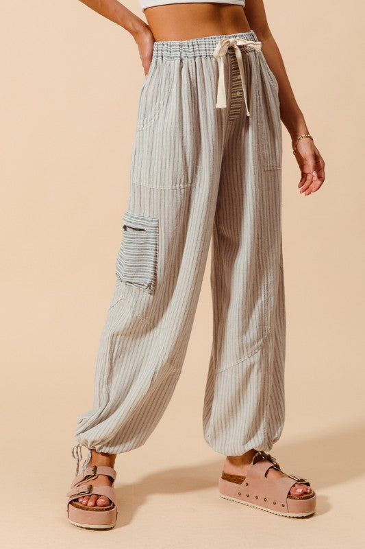 Multi Stripe Block Balloon Pant