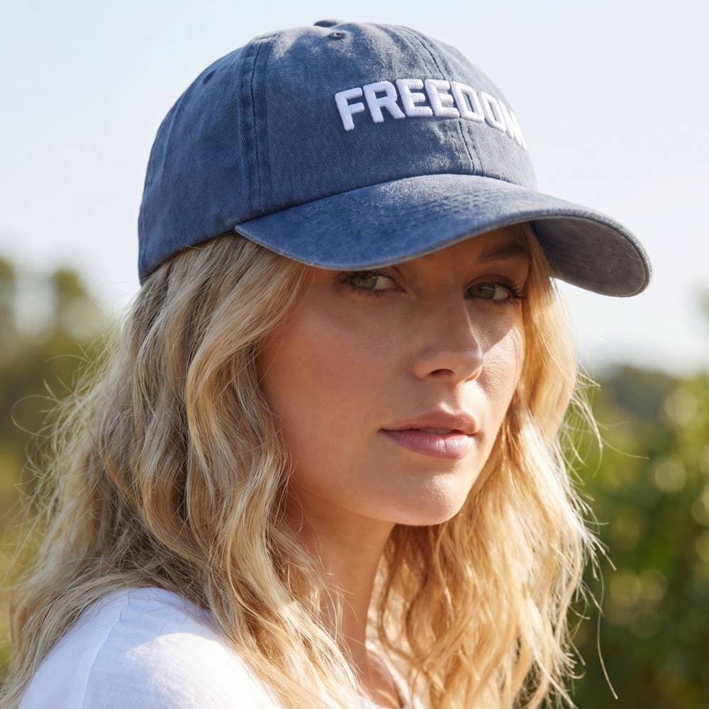 Freedom Embroidered Washed Hat