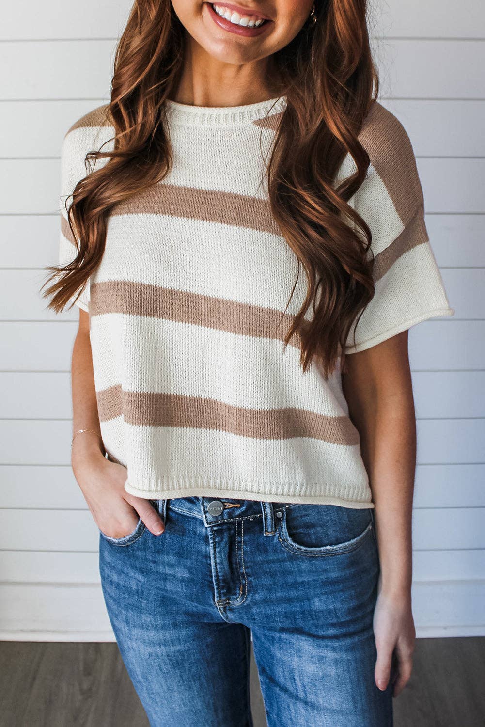 Khaki Stripe Knitted Top