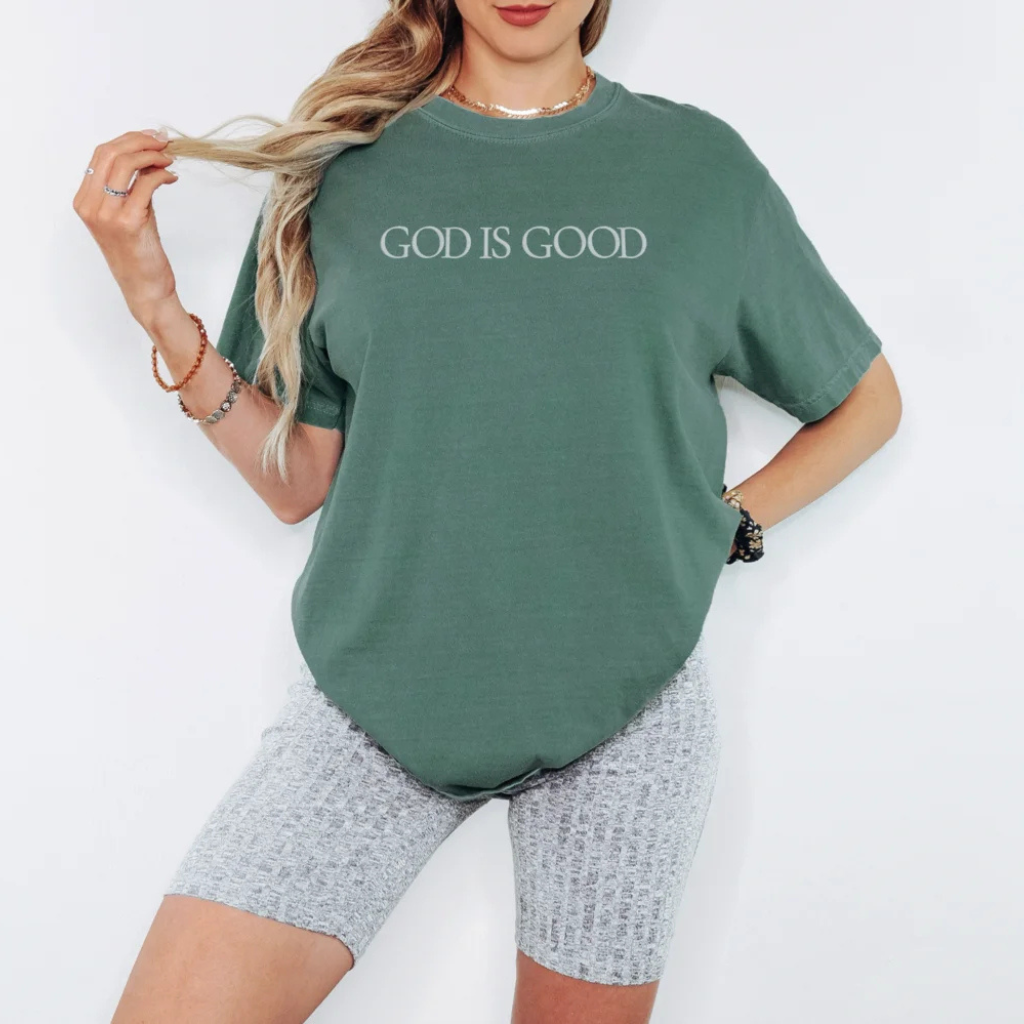 Embroidered 'God Is Good' Tee