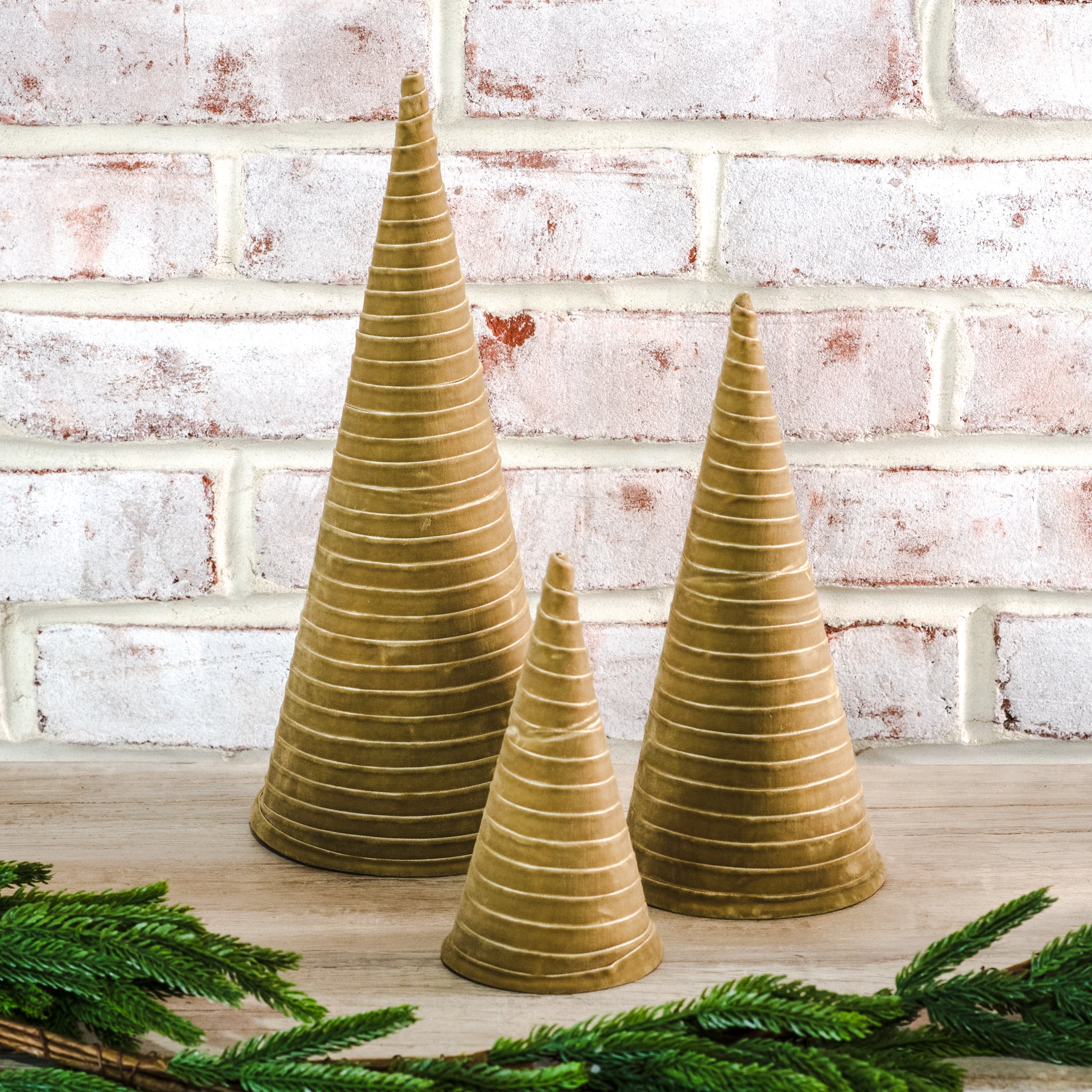 Gold Velvet Cone Trees