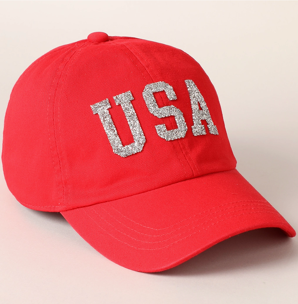 USA Letter Rhinestone Patch Baseball Cap | ONE SIZE