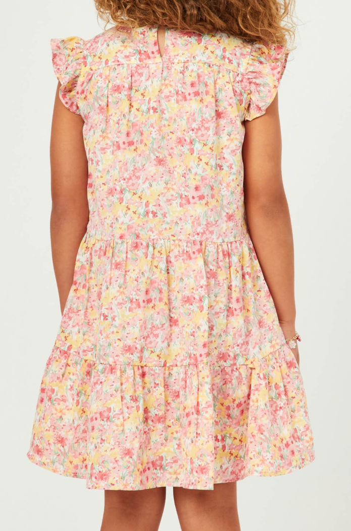 Floral Ruffle Sleeve Dress