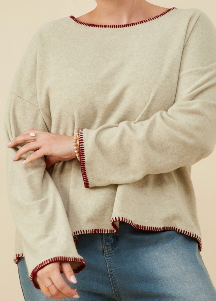 Brushed Contrast Stitch Long Sleeve