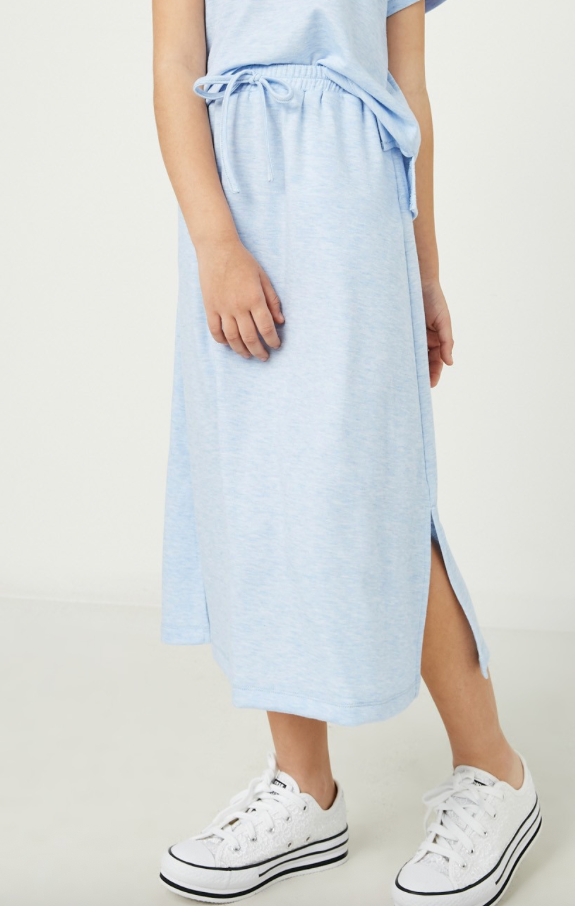 Girls Terry Knit Skirt - Light Blue