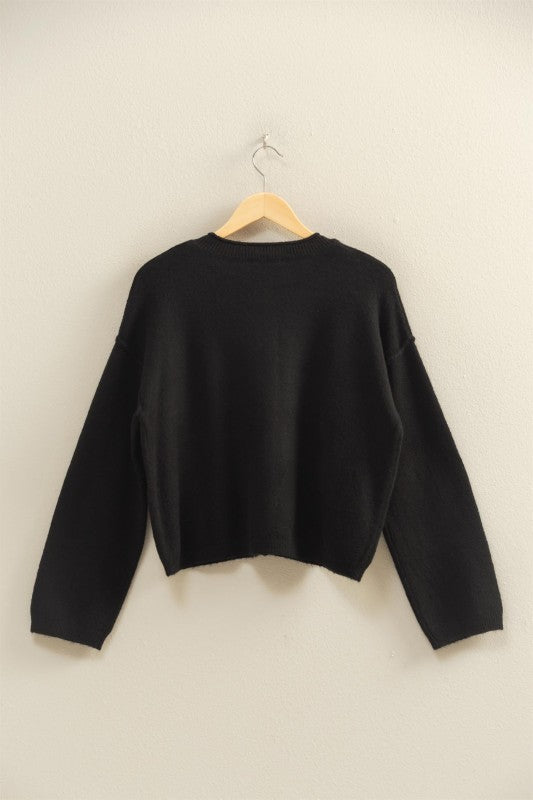 Black Roll Neck Cardigan