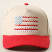 Floral Flag Embroidered Denim Hat