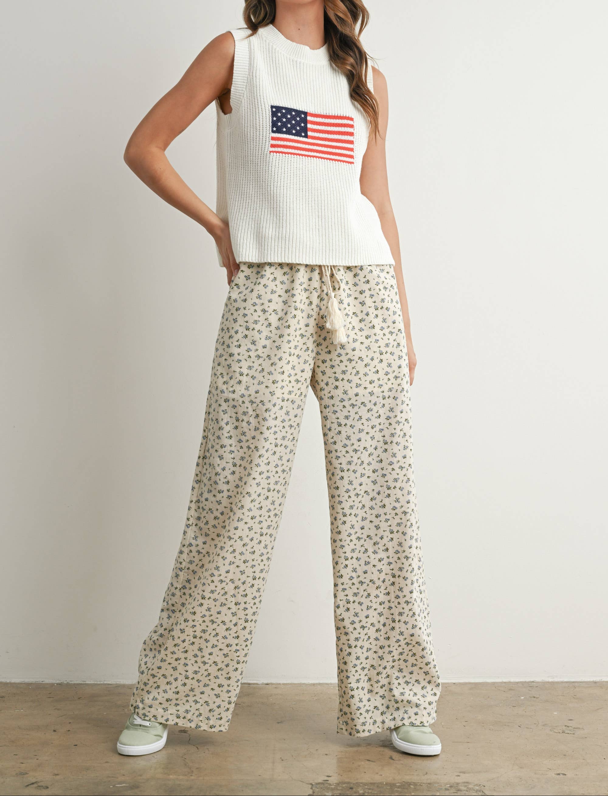 Flag Knitted Sleeveless Sweater
