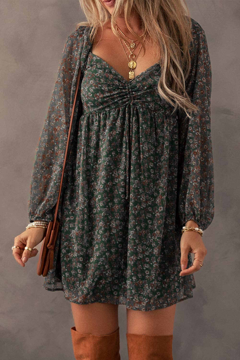 Floral Print Sweetheart Mini Dress