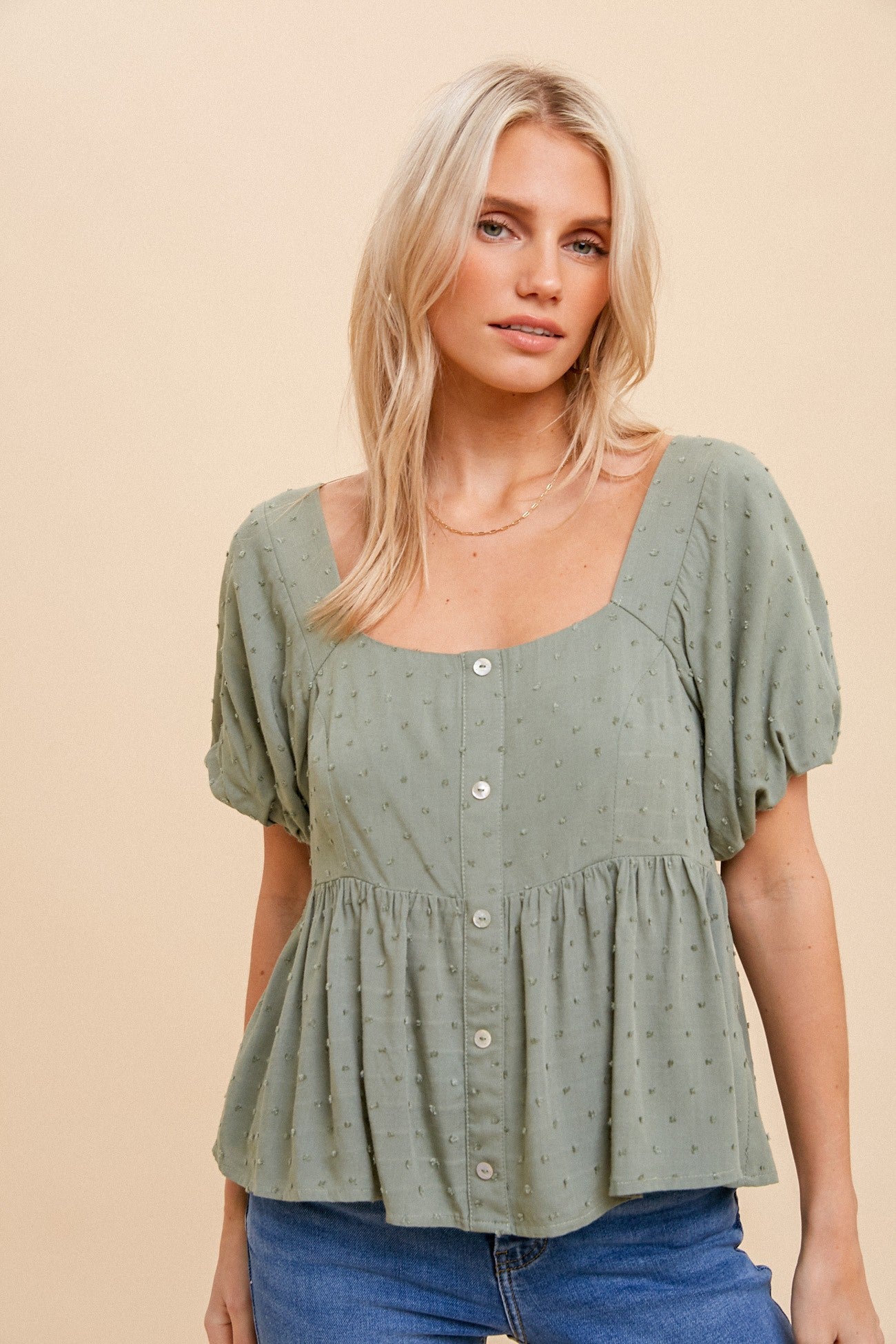 Dot Bubble Peplum Top