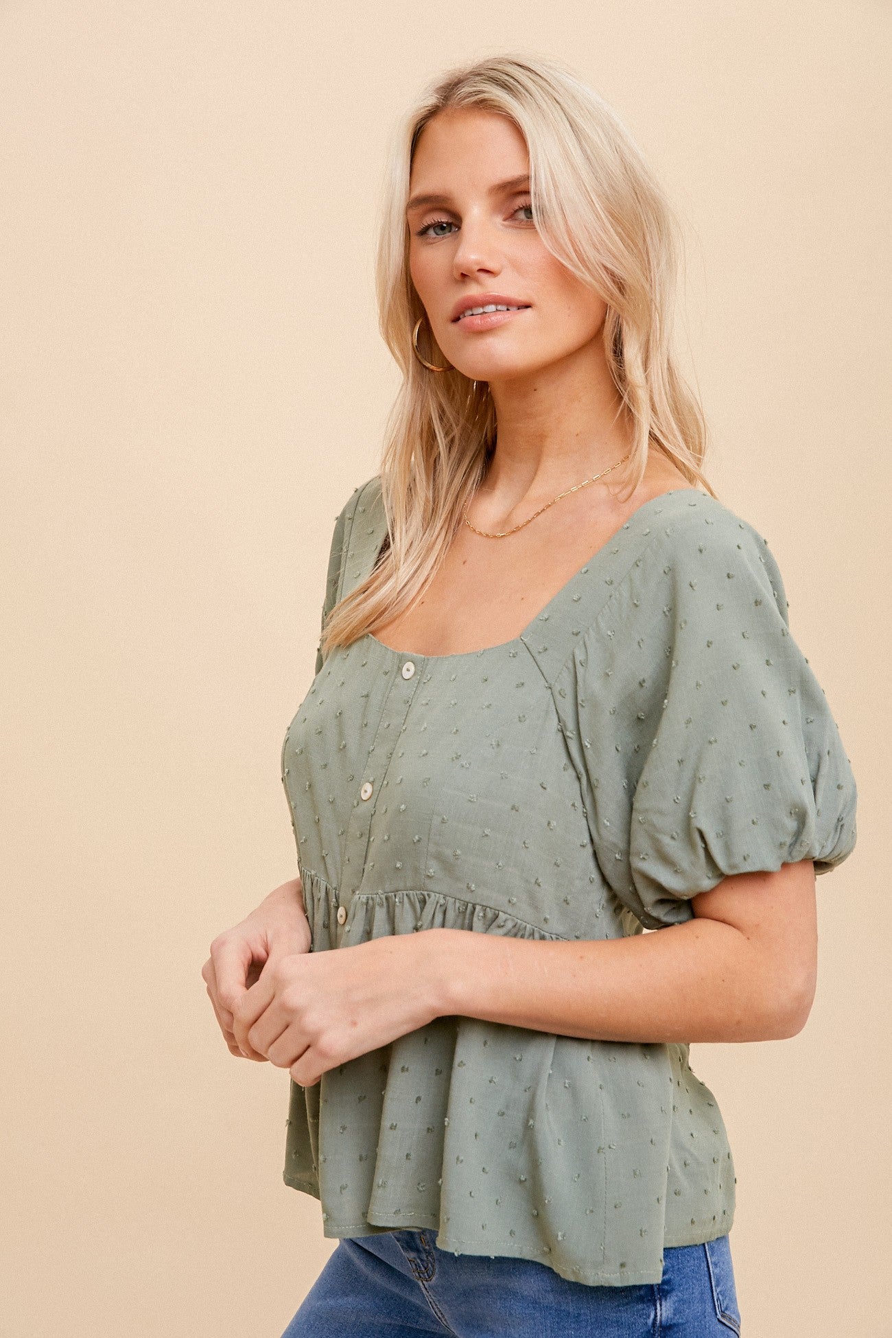 Dot Bubble Peplum Top