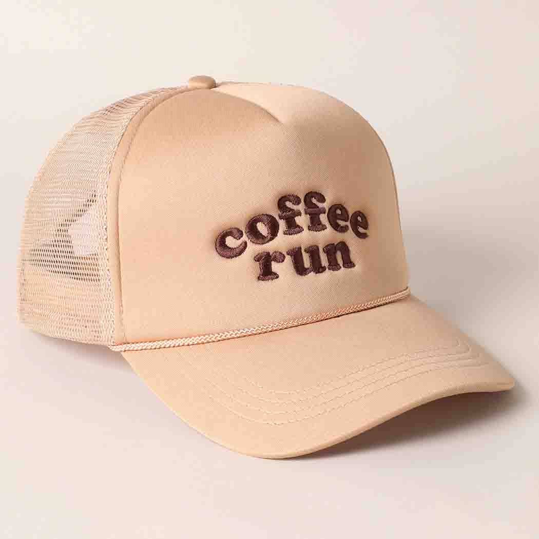 'Coffee Run' Embroidered Trucker Cap
